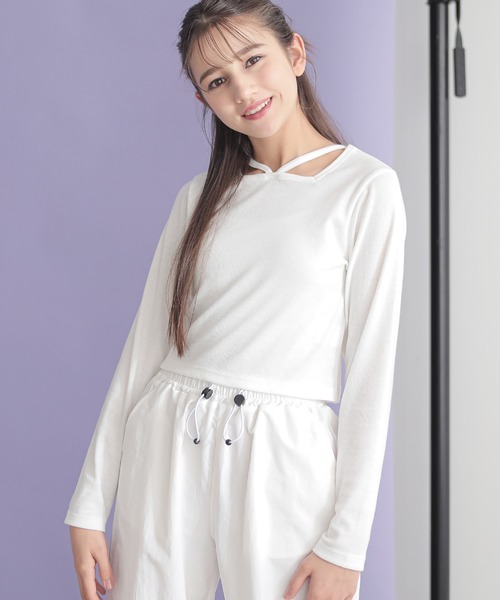 BISKEE(ビスキー)の「【セットアイテム】 リボンメッシュカーディガン×スクエアネックカットソー(140cm~160cm)(Tシャツ/カットソー・キッズ・サックスブルー/ブラック・140cm/150cm/160cm)」の17枚目の写真
