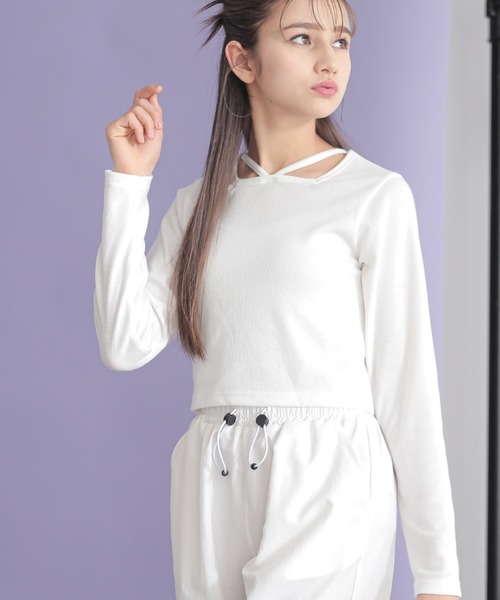 BISKEE(ビスキー)の「【セットアイテム】 リボンメッシュカーディガン×スクエアネックカットソー(140cm~160cm)(Tシャツ/カットソー・キッズ・サックスブルー/ブラック・140cm/150cm/160cm)」の16枚目の写真