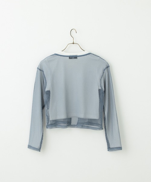 BISKEE(ビスキー)の「【セットアイテム】 リボンメッシュカーディガン×スクエアネックカットソー(140cm~160cm)(Tシャツ/カットソー・キッズ・サックスブルー/ブラック・140cm/150cm/160cm)」の9枚目の写真