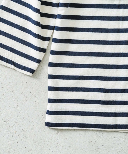 quadro(クオドロ)の「ドライ天竺ボーダーヘンリーネックプルオーバー(Tシャツ/カットソー・レディース・キナリ/ネイビー/モカ・FREE)」の15枚目の写真