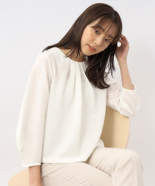 index（インデックス）の「◆アシメタックプルオーバー【洗濯機洗い可】（Tシャツ/カットソー・レディース・ライトイエロー系/ナチュラル/オフホワイト/ネイビー・36/42/38/40）」の10枚目の写真