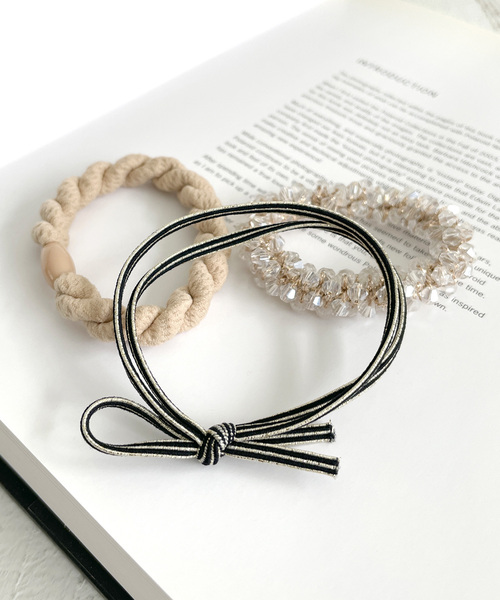 ROPE' PICNIC（ロペピクニック）の「ボリュームビーズポニーセット（ヘアゴム・レディース・ブラック/ピンク/キナリ・FREE）」の2枚目の写真