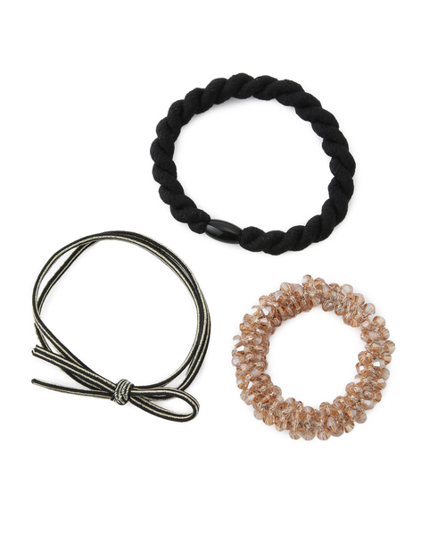 ROPE' PICNIC（ロペピクニック）の「ボリュームビーズポニーセット（ヘアゴム・レディース・ブラック/ピンク/キナリ・FREE）」の4枚目の写真