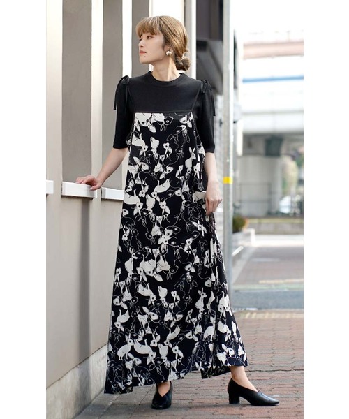 未使用＊yukiemon＊M＊うさぎカルーセル柄ジャガードワンピース 未使用＊yukiemon＊M＊うさぎカルーセル柄ジャガードワンピース 楽天