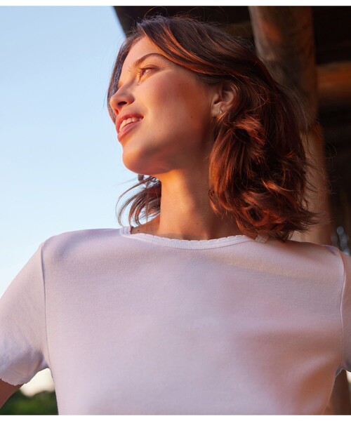 PETIT BATEAU(プチバトー)の「ポワンココットクルーネック半袖Tシャツ(Tシャツ/カットソー・レディース・ブラック/グレー/ブルー/ライトグリーン/ホワイト・XX-SMALL/X-SMALL/SMALL/MEDIUM/LARGE)」の13枚目の写真