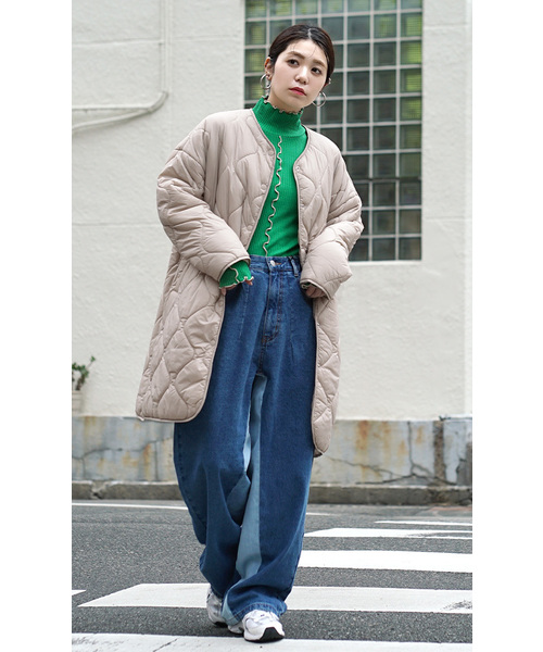 MIMIMEMETE(ミミメメット)の「バイカラーメロウ リブタートルカットソー(Tシャツ/カットソー・レディース・アイボリー/ブルー/チャコール/グリーン・L/M)」の10枚目の写真