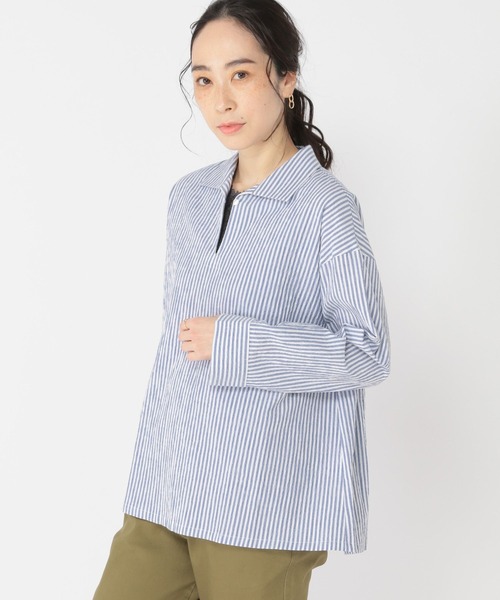 studio CLIP（スタディオクリップ）の「スキッパーオーバーシャツ（シャツ/ブラウス・レディース・その他1/オフホワイト/サックスブルー/イエロー・FREE）」の6枚目の写真