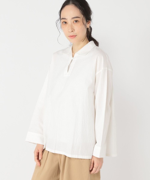 studio CLIP（スタディオクリップ）の「スキッパーオーバーシャツ（シャツ/ブラウス・レディース・その他1/オフホワイト/サックスブルー/イエロー・FREE）」の8枚目の写真