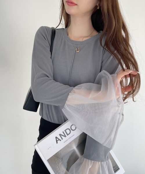 Ada.(エイダ)の「チュール ティアード フリル レイヤード カットソー(Tシャツ/カットソー・レディース・グレー/オフホワイト/ブラック・FREE)」の3枚目の写真