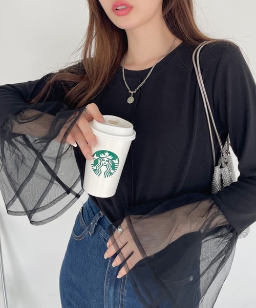 Ada.(エイダ)の「チュール ティアード フリル レイヤード カットソー(Tシャツ/カットソー・レディース・グレー/オフホワイト/ブラック・FREE)」の2枚目の写真