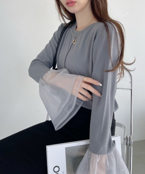 Ada.(エイダ)の「チュール ティアード フリル レイヤード カットソー(Tシャツ/カットソー・レディース・グレー/オフホワイト/ブラック・FREE)」の8枚目の写真