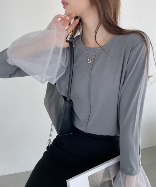 Ada.(エイダ)の「チュール ティアード フリル レイヤード カットソー(Tシャツ/カットソー・レディース・グレー/オフホワイト/ブラック・FREE)」の9枚目の写真