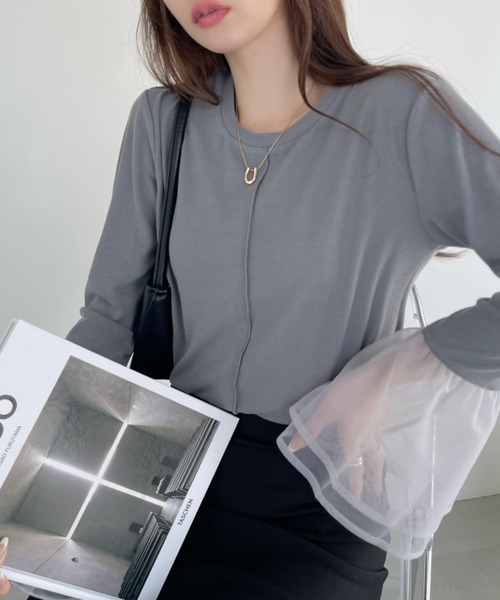 Ada.(エイダ)の「チュール ティアード フリル レイヤード カットソー(Tシャツ/カットソー・レディース・グレー/オフホワイト/ブラック・FREE)」の10枚目の写真