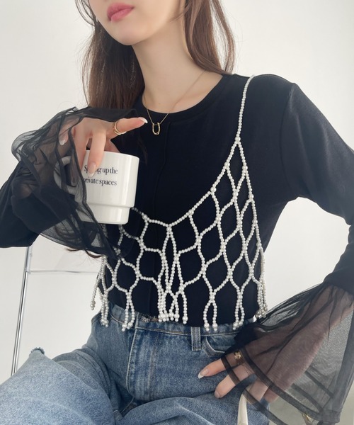 Ada.(エイダ)の「チュール ティアード フリル レイヤード カットソー(Tシャツ/カットソー・レディース・グレー/オフホワイト/ブラック・FREE)」の18枚目の写真
