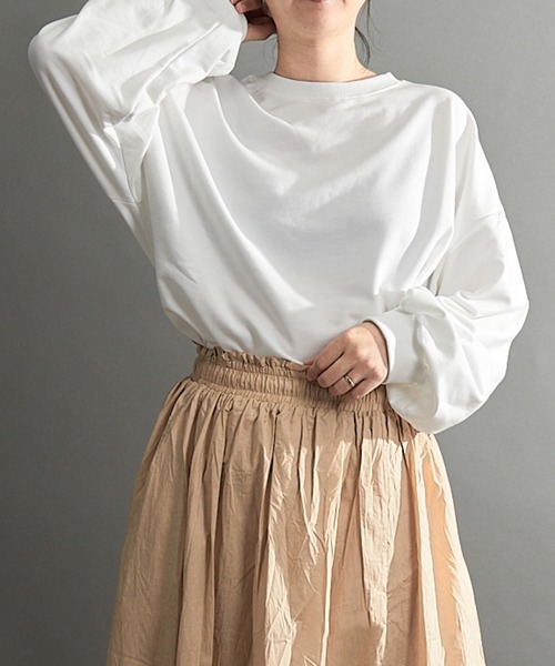 almo(アルモ)の「【emaan】ロングスリーブTシャツ ビック シルエット(Tシャツ/カットソー・レディース・グレー/ブラック/ベージュ/ブラウン/ホワイト・FREE)」の2枚目の写真