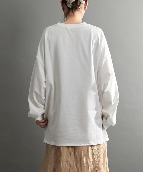 almo(アルモ)の「【emaan】ロングスリーブTシャツ ビック シルエット(Tシャツ/カットソー・レディース・グレー/ブラック/ベージュ/ブラウン/ホワイト・FREE)」の13枚目の写真