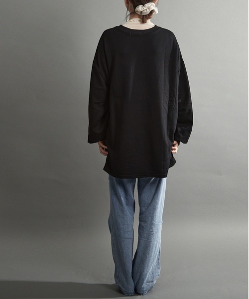 almo(アルモ)の「【emaan】ロングスリーブTシャツ ビック シルエット(Tシャツ/カットソー・レディース・グレー/ブラック/ベージュ/ブラウン/ホワイト・FREE)」の20枚目の写真