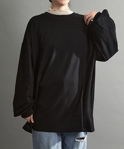 almo(アルモ)の「【emaan】ロングスリーブTシャツ ビック シルエット(Tシャツ/カットソー・レディース・グレー/ブラック/ベージュ/ブラウン/ホワイト・FREE)」の15枚目の写真