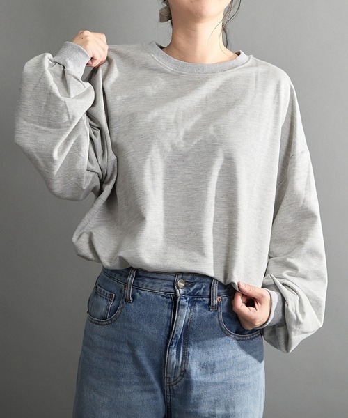 almo(アルモ)の「【emaan】ロングスリーブTシャツ ビック シルエット(Tシャツ/カットソー・レディース・グレー/ブラック/ベージュ/ブラウン/ホワイト・FREE)」の21枚目の写真