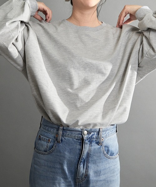 almo(アルモ)の「【emaan】ロングスリーブTシャツ ビック シルエット(Tシャツ/カットソー・レディース・グレー/ブラック/ベージュ/ブラウン/ホワイト・FREE)」の22枚目の写真