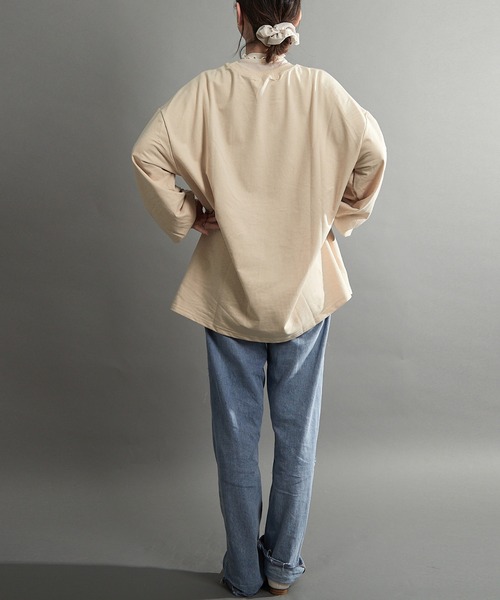 almo(アルモ)の「【emaan】ロングスリーブTシャツ ビック シルエット(Tシャツ/カットソー・レディース・グレー/ブラック/ベージュ/ブラウン/ホワイト・FREE)」の6枚目の写真