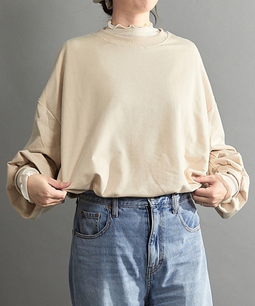 almo(アルモ)の「【emaan】ロングスリーブTシャツ ビック シルエット(Tシャツ/カットソー・レディース・グレー/ブラック/ベージュ/ブラウン/ホワイト・FREE)」の8枚目の写真