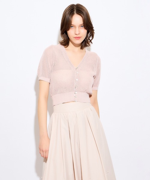 DEICY(デイシー)の「ラメショートスリーブカーディガン(カーディガン/ボレロ・レディース・ピンク/ベージュ系その他・FREE)」の2枚目の写真