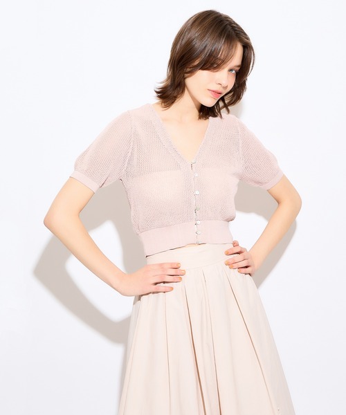 DEICY(デイシー)の「ラメショートスリーブカーディガン(カーディガン/ボレロ・レディース・ピンク/ベージュ系その他・FREE)」の3枚目の写真