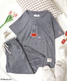 Miffy（ ミッフィー）の「Miffy（ミッフィー）キャラクター刺繍パイルTシャツ＆クロップドパンツ ルームウェア パジャマ レディース/上下セット（ルームウェア/パジャマ・レディース）」