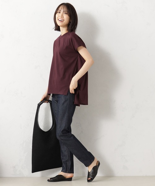 FOUND GOOD(ファウンドグッド)の「ハイネックフレンチTシャツ(Tシャツ/カットソー・レディース・ホワイト系5/グレー系/ブラック/ブルー系5/ベージュ/レッド系8・M/S/L)」の6枚目の写真