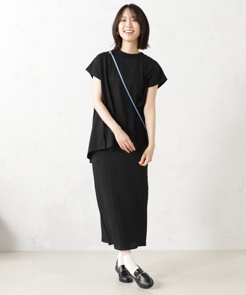 FOUND GOOD(ファウンドグッド)の「ハイネックフレンチTシャツ(Tシャツ/カットソー・レディース・ホワイト系5/グレー系/ブラック/ブルー系5/ベージュ/レッド系8・M/S/L)」の1枚目の写真