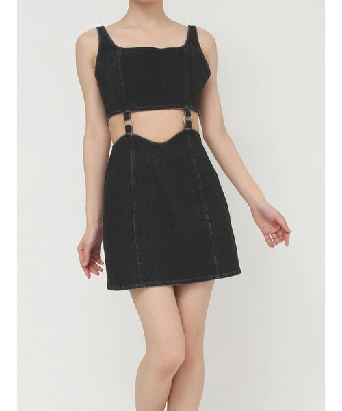 EATME（イートミー）の「カットアウトデニムジャンスカ（ジャンパースカート・レディース・ライトブルー/ブラック/アイボリー・SMALL/MEDIUM）」の21枚目の写真