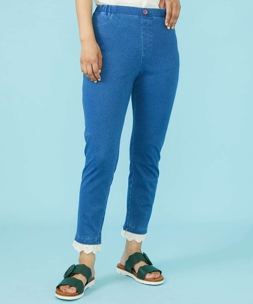 【セール】ベジタブルレース デニムレギンスパンツ（デニムパンツ）｜Jocomomola（ホコモモラ）