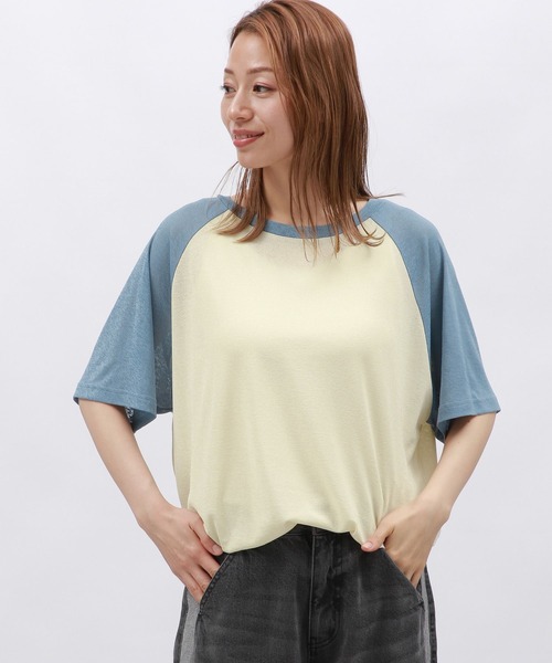 LAKOLE(ラコレ)の「シアーラグランTEE / 130595(Tシャツ/カットソー・レディース・グレー/オフホワイト/ブルー/オレンジ・FREE)」の1枚目の写真