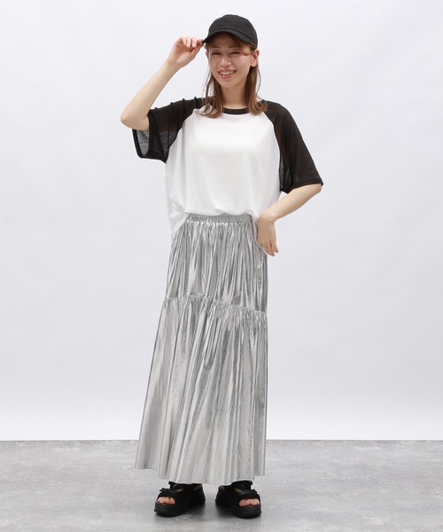 LAKOLE(ラコレ)の「シアーラグランTEE / 130595(Tシャツ/カットソー・レディース・グレー/オフホワイト/ブルー/オレンジ・FREE)」の5枚目の写真