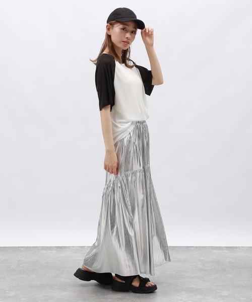 LAKOLE(ラコレ)の「シアーラグランTEE / 130595(Tシャツ/カットソー・レディース・グレー/オフホワイト/ブルー/オレンジ・FREE)」の7枚目の写真