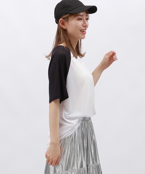 LAKOLE(ラコレ)の「シアーラグランTEE / 130595(Tシャツ/カットソー・レディース・グレー/オフホワイト/ブルー/オレンジ・FREE)」の8枚目の写真