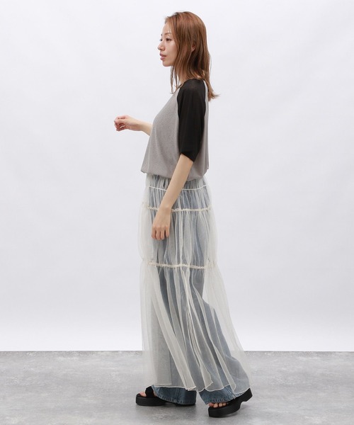 LAKOLE(ラコレ)の「シアーラグランTEE / 130595(Tシャツ/カットソー・レディース・グレー/オフホワイト/ブルー/オレンジ・FREE)」の11枚目の写真