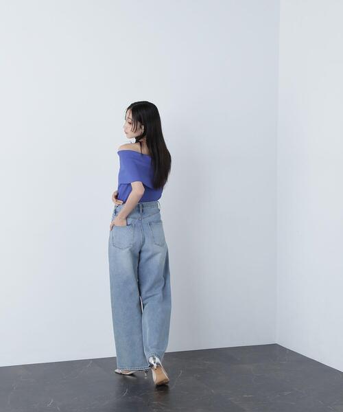 NATURAL BEAUTY BASIC（ナチュラルビューティーベーシック）の「◇ワイドオフショルリブニット（ニット/セーター・レディース・オフホワイト/ブラック/ダークブルー・FREE）」の5枚目の写真
