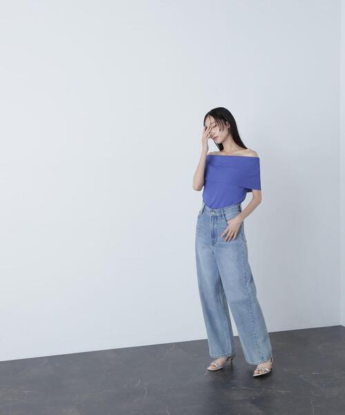 NATURAL BEAUTY BASIC（ナチュラルビューティーベーシック）の「◇ワイドオフショルリブニット（ニット/セーター・レディース・オフホワイト/ブラック/ダークブルー・FREE）」の7枚目の写真