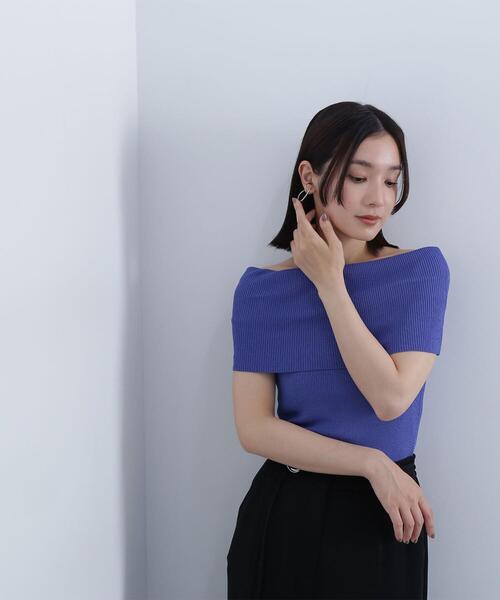 NATURAL BEAUTY BASIC（ナチュラルビューティーベーシック）の「◇ワイドオフショルリブニット（ニット/セーター・レディース・オフホワイト/ブラック/ダークブルー・FREE）」の11枚目の写真