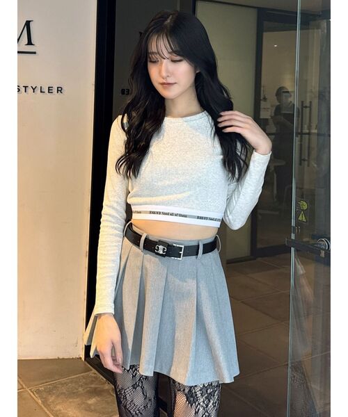 GYDA（ジェイダ）の「BM＆WB JQリブショートロンT（Tシャツ/カットソー・レディース・ライトグレー/ブラック/オフホワイト・FREE）」の9枚目の写真