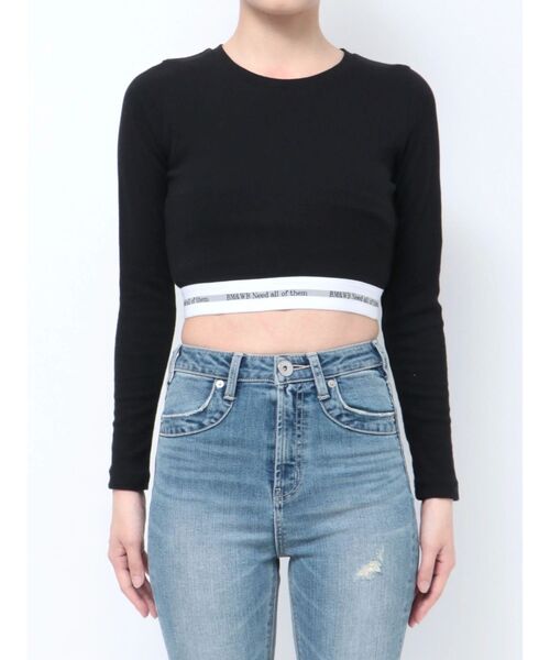 GYDA（ジェイダ）の「BM＆WB JQリブショートロンT（Tシャツ/カットソー・レディース・ライトグレー/ブラック/オフホワイト・FREE）」の22枚目の写真