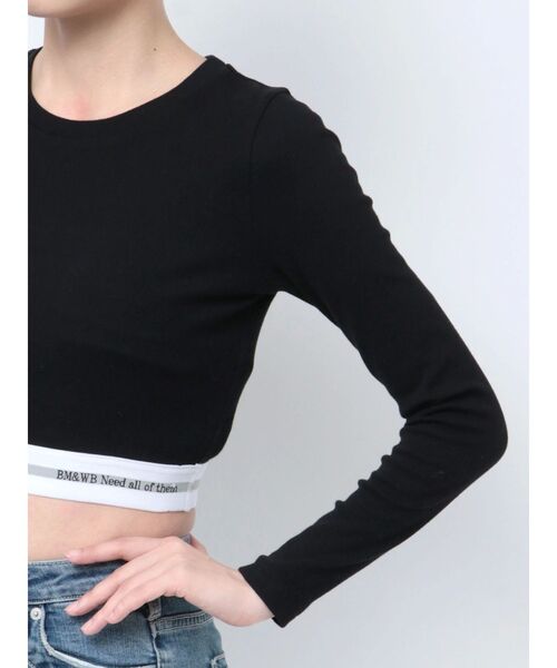 GYDA（ジェイダ）の「BM＆WB JQリブショートロンT（Tシャツ/カットソー・レディース・ライトグレー/ブラック/オフホワイト・FREE）」の18枚目の写真