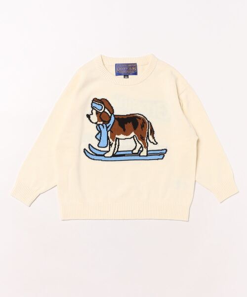 GROOVY COLORS(グルービーカラーズ)の「GROOVY SKI DOG Crewneck Knit Pullover(ニット/セーター・キッズ・ブルー/アイボリー・110/120/100)」の5枚目の写真
