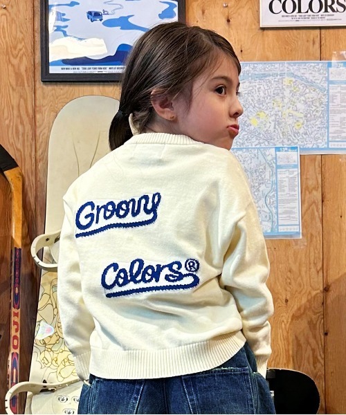 GROOVY COLORS(グルービーカラーズ)の「GROOVY SKI DOG Crewneck Knit Pullover(ニット/セーター・キッズ・ブルー/アイボリー・110/120/100)」の9枚目の写真