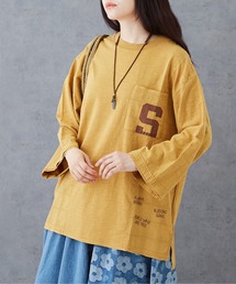 CUBE SUGAR（キューブシュガー）の「異素材ピグメント染切替ロングTシャツ（Tシャツ/カットソー）」