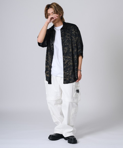 REGIEVO(レジエボ)の「REGIEVO 半袖シアーシャツ(シャツ/ブラウス・メンズ・ベージュ/ブラック・MEDIUM/LARGE)」の3枚目の写真