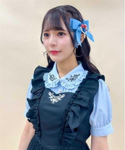 axes femme POETIQUE（アクシーズファムポエティック）の「終わらないお茶会刺繍ブラウス（シャツ/ブラウス・レディース・サックスブルー/ブラック/キナリ・MEDIUM）」の3枚目の写真