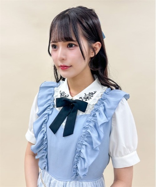 axes femme POETIQUE（アクシーズファムポエティック）の「終わらないお茶会刺繍ブラウス（シャツ/ブラウス・レディース・サックスブルー/ブラック/キナリ・MEDIUM）」の2枚目の写真